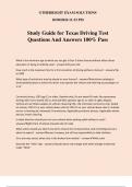 Study Guide for Texas Driving Test Questions And Answers 100% Pass