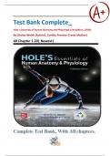 Test Bank Complete_ Hole's Essentials of Human Anatomy and Physiology 15th Edition, (2024) By Charles Welsh & Cynthia Prentice-Craver All Chapter 1-20| Newest