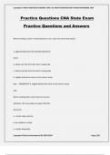 Practice Questions CNA State Exam Practice Questions and Answers