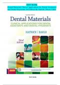 TEST BANK Dental Materials Clinical Applications for Dental Assistants and Dental Hygienists (3rd Ed) By Hatrick; Eakle