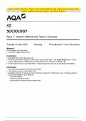 AQA AS SOCIOLOGY Paper 2 Research Methods and Topics in Sociology MAY 2024 Combined Question Paper and Mark Scheme