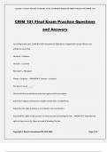 CRIM 101 Final Exam Practice Questions and Answers