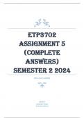 ETP3702 Assignment 5 Semester 2 2024  (COMPLETE ANSWERS) 