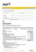 AQA AS SOCIOLOGY Paper 1 Education with Methods in Context MAY 2024 Combined Question Paper and Mark Scheme