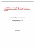 MATH 534 Week 7 Final Project: Regression and Correlation Analysis Latest 2024/2025 with complete solution