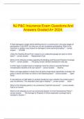 NJ P&C Insurance Exam Questions And Answers Graded A+ 2024.