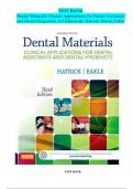 TEST BANK for Dental Materials Clinical Applications for Dental Assistants and Dental Hygienists 3rd Edition By Hatrick & Eakle