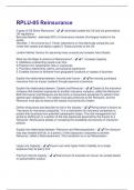 RPLU-05 Reinsurance Questions + Answers Graded A+