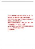 TEST BANK PHARMACOLOGY AND THE NURSING PROCESS 9TH EDITION 58 CHAPTERS LINDA LANE LILLEY, SHELLY RAINFORTH COLLINS, JULIE S. SNYDER QUESTIONS AND ANSWERS LATEST UPDATE 2023/2024 ALL ANSWERS 100% CORRECT