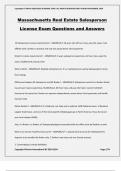 Massachusetts Real Estate Salesperson License Exam Questions and Answers