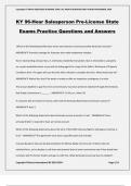 KY 96-Hour Salesperson Pre-License State Exams Practice Questions and Answers