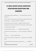 FL REAL ESTATE SALES ASSOCIATE EXAM REVIEW QUESTIONS AND ANSWERS