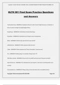 HLTH 501 Final Exam Practice Questions and Answers