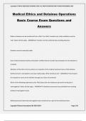 Medical Ethics and Detainee Operations Basic Course Exam Questions and Answers