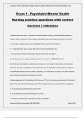 Exam 1 - Psychiatric/Mental Health Nursing practice questions with correct answers | rationales