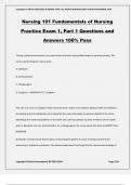 Nursing 101 Fundamentals of Nursing Practice Exam 1, Part 1 Questions and Answers 100% Pass