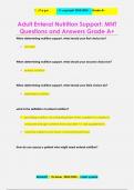 Adult Enteral Nutrition Support: MNT Questions and Answers Grade A+