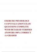 EXERCISE PHYSIOLOGY CCSP EVALUATION EXAM QUESTIONS COMPLETE WITH DETAILED VERIFIED ANSWERS 100% CORRECT /A+GRADED