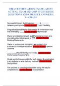 DBIA CERTIFICATION EXAM LATEST ACTUAL EXAM STUDYGUIDE QUESTIONS AND CORRECT ANSWERS | A+ GRADE