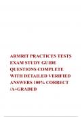 ARMRIT PRACTICES TESTS EXAM STUDY GUIDE QUESTIONS COMPLETE WITH DETAILED VERIFIED ANSWERS 100% CORRECT /A+GRADED