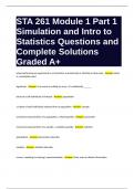 STA 261 Module 1 Part 1 Simulation and Intro to Statistics Questions and Complete Solutions Graded A+