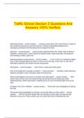   Traffic School Section 3 Questions And Answers 100% Verified.