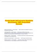 Florida Health 240 Insurance Questions And Answers 100% Guaranteed Success.