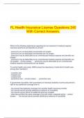 FL Health Insurance License Questions 240 With Correct Answers.