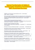Hazmat Familiarization & Safety In Transportation Questions And Answers 100% Guaranteed Success.