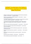   HAZMAT Familiarization And Safety In Transportation Questions And Answers Latest Top Score.