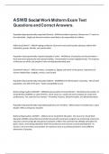 ASWB Social Work Midterm Exam Test Questions and Correct Answers.