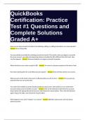 QuickBooks Certification Practice Test -1 Questions and Complete Solutions Graded A+.