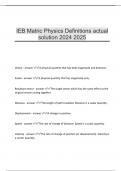 IEB Matric Physics Definitions actual solution 2024 2025