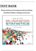 Business Statistics: For Contemporary Decision Making 11th Edition Test Bank by Ken Black, All Chapters 1 to 19 Covered, Verified Latest Edition, ISBN: 9781119905448