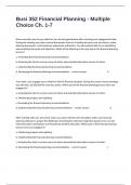 Busi 352 Financial Planning - Multiple Choice Ch. 1-7 Exam With Correct Actual Questions And Correctly Well Defined Answers.