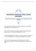 ADVANCED RIGGING FINAL EXAM 20242025 WITH GUARANTEED ACCURATE ANSWERS