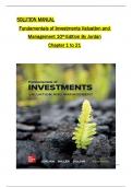 Solution Manual For Fundamentals of Investments: Valuation and Management 10th Edition by Jordan, Miller & Dolvin, All 1-21 Chapters Covered ,Latest Edition, ISBN:9781264412815,