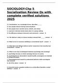 SOCIOLOGY-Chp 5 Socialization Review Qs with complete verified solutions 2025.