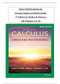 Solution Manual For Calculus Single and Multivariable, 7th Edition by Hallett & Gleason, All Chapters 1 to 21  complete Verified editon 