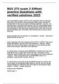 BUS 375 exam 3 SIMnet practice Questions with verified solutions 2025.