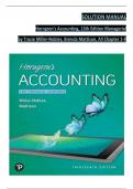 Solution Manual for Horngren's Accounting, The Managerial Chapters, 13th Edition By Tracie Miller-Nobles, Brenda Mattison, Verified Chapters 1 - 9, Complete Newest Version