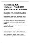 Marketing 396 Midterm+Final OSU questions and answers.