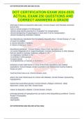 DOT CERTIFICATION EXAM 2024-2025 ACTUAL EXAM 250 QUESTIONS AND CORRECT ANSWERS A GRADE