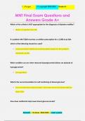 MNT Final Exam Questions and  Answers Grade A+