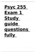 Psyc 255 Exam 1 Study guide questions fully solved &updated.