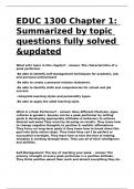 EDUC 1300 Chapter 1 Summarized by topic questions fully solved &updated