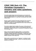 COUC 506 Quiz -2 The Christian Counselor-s ministry and roles questions and answers