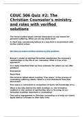 COUC 506 Quiz -2 The Christian Counselor-s ministry and roles with verified solutions