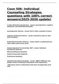 Coun 506- Individual Counseling Strategies questions with 100- correct answers(2025-2026 update).