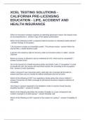 XCEL TESTING SOLUTIONS - CALIFORNIA PRE-LICENSING EDUCATION - LIFE, ACCIDENT 100% CORRECT